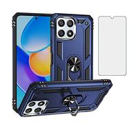 Asuwish Phone Case for Honor X8 4G/Honor X30i/Honor Play6T Pro with Tempered Glass Screen Protector Stand Ring Holder Hard Magnetic Hybrid Defender Cell Shockproof Kickstand HonorX8 Women Men Blue