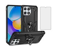 Asuwish Phone Case for Honor X8 4G/Honor X30i/Honor Play6T Pro with Tempered Glass Screen Protector Stand Ring Holder Hard Magnetic Hybrid Defender Cell Shockproof Kickstand HonorX8 Women Men Black