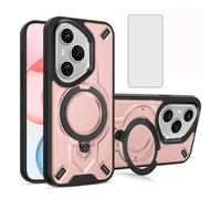 Asuwish Phone Case for Huawei Honor 400 Pro 5G with Tempered Glass Screen Protector and Magnetic Ring Holder Kickstand Cover Slim Cell Accessories Hawaii Honor400 400Pro G5 2025 Women Men Rose Gold