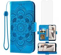 Asuwish Phone Case for Huawei P20 Pro Wallet Cover with Tempered Glass Screen Protector and PU Leather Flip Credit Card Holder Stand Cell Accessories Flower Hawaii P 20Pro 20 P20pro Women Men Blue