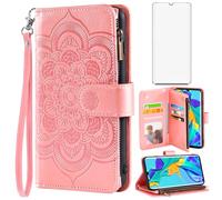 Asuwish Phone Case for Huawei P30 Pro Wallet Cover with Tempered Glass Screen Protector and Flower PU Leather Flip Credit Card Holder Cell Accessories Hawaii P30Pro P 30 Pro30 Women Men Rose Gold
