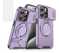 Asuwish Phone Case for iPhone 11 Pro Max 6.5 with Tempered Glass Screen Protector and Slide Camera Cover Magnetic Ring Holder Kickstand Slim Soft Cell iPhone11 11pro Promax i XI Plus Women Men Purple