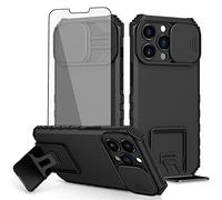 Asuwish Phone Case for iPhone 13 Pro Max 2021 6.7 inch with Screen Protector and Slide Camera Cover Kickstand Slim Protective Cell iPhone13promax 5G i Phone13Max Plus iPhone13 ProMax Women Men Black