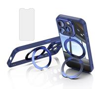Asuwish Phone Case for iPhone 13 Pro Max 2021 6.7 inch with Tempered Glass Screen Protector Cover and Ring Holder Stand Accessories iPhone13promax 5G i Phone13Max Plus iPhone13 ProMax Women Men Blue