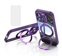Asuwish Phone Case for iPhone 13 Pro Max 2021 6.7 inch with Tempered Glass Screen Protector Cover and Ring Holder Stand Accessories iPhone13promax 5G i Phone13Max Plus iPhone13 ProMax Women Men Purple