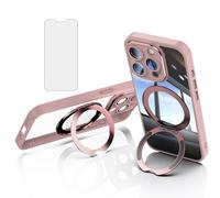 Asuwish Phone Case for iPhone 13 Pro Max 2021 6.7 inch with Tempered Glass Screen Protector Cover and Ring Holder Stand Accessories iPhone13promax 5G i Phone13Max Plus iPhone13 ProMax Women Men Pink