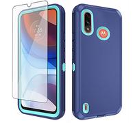 Asuwish Phone Case for Moto E7 Power/Motorola E7i Power/Lenovo K13 with Screen Protector and Cell Cover Hybrid Shockproof Hard Protective Accessories MotoE7Power 7E E7Power E7iPower 2021 Women Blue