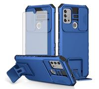 Asuwish Phone Case for Moto G30/G20/G10/10 Power 2021 with Screen Protector and Slide Camera Cover Kickstand Stand Protective Cell MotoG30 MotoG20 MotoG10 Motorola G 30 20 G10Power Women Men Blue