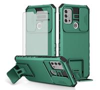 Asuwish Phone Case for Moto G30/G20/G10/10 Power 2021 with Screen Protector and Slide Camera Cover Kickstand Stand Protective Cell MotoG30 MotoG20 MotoG10 Motorola G 30 20 G10Power Women Men Green