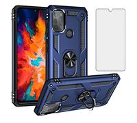 Asuwish Phone Case for Moto G50 4G with Tempered Glass Screen Protector Stand Ring Holder Hard Shockproof Kickstand Cell Accessories Heavy Duty Magnetic MotoG50 Motorola G 50 50G 2021 Women Men Blue