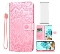 Asuwish Phone Case for Motorola Moto Edge 60/60 Fusion 6.67 inch Wallet with Screen Protector and Sunflower Leather Slim Flip Cover Card Holder Stand Cell Edge60 60Fusion XT2505 XT2503-4 Rose Gold