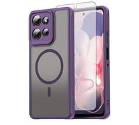 Asuwish Phone Case for Motorola Moto G Power 5G 2025, Compatible with Magsafe Magnetic, Translucent Matte Anti-Fingerprint Back, Military Grade DropProof Protective Cell Cover XT2515-1 Women Purple