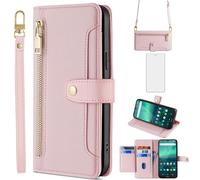 Asuwish Phone Case for Nokia C2 2nd Edition Wallet Cover with Tempered Glass Screen Protector and Leather Zipper Stand Card Holder Slot Flip Accessories C 2 2C TA-1468 TA-1454 5.7 inch Women Rose Gold