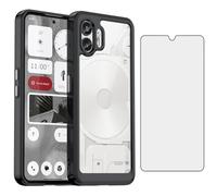 Asuwish Phone Case for Nothing Phone 2 5G TWO with Tempered Glass Screen Protector Cover and Cell Accessories Slim Soft TPU Silicone Rubber Protective Hybrid Mobile Phone2 2023 Women Men Clear Black