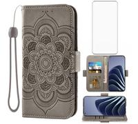 Asuwish Phone Case for OnePlus 10 Pro One Plus 10Pro 5G Wallet Cover with Tempered Glass Screen Protector and Flip Credit Card Holder Cell Accessories On 1Plus 1 + Plus10 1+ Pro Ten Women Men Grey