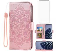 Asuwish Phone Case for OnePlus 10 Pro One Plus 10Pro 5G Wallet Cover with Tempered Glass Screen Protector and Flip Card Holder Cell Accessories On 1Plus 1 + Plus10 1+ Pro Ten Women Men Rose Gold