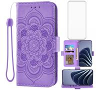 Asuwish Phone Case for OnePlus 10 Pro One Plus 10Pro 5G Wallet Cover with Tempered Glass Screen Protector and Flip Credit Card Holder Cell Accessories On 1Plus 1 + Plus10 1+ Pro Ten Women Men Purple