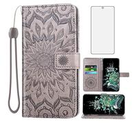 Asuwish Phone Case for OnePlus 10T 5G/One Plus Ace Pro Wallet with Tempered Glass Screen Protector and Leather Slim Flip Cover Card Holder Stand Cell On 1Plus 1 + Plus10T 1+ AcePro Women Men Gray