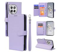 Asuwish Phone Case for OnePlus 12 5G Wallet Cover and Tempered Glass Screen Protector Leather Card Holder Slot Stand Rugged Mobile Flip Credit Soft Cell Accessories One+ 1plus12 2024 Women Men Purple