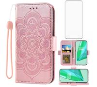 Asuwish Phone Case for OnePlus 9 Pro One Plus 9Pro 5G Wallet Cover with Tempered Glass Screen Protector and Flip Credit Card Holder Cell Accessories On 1Plus 1 + Plus9 1+ Pro Nine Women Men Rose Gold