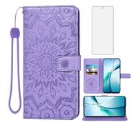Asuwish Phone Case for OnePlus Nord CE4 Lite 5G Wallet with Screen Protector and Sunflower Leather Slim Flip Cover Card Holder Stand Cell Accessories One Plus 1 1plus ce 4 4lite CPH2621 Purple