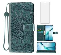 Asuwish Phone Case for OnePlus Nord CE4 Lite 5G Wallet with Screen Protector and Sunflower Leather Slim Flip Cover Card Holder Stand Cell Accessories One Plus 1 1plus ce 4 4lite CPH2621 Dark Green