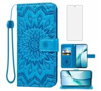 Asuwish Phone Case for OnePlus Nord CE4 Lite 5G Wallet with Screen Protector and Sunflower Leather Slim Flip Cover Card Holder Stand Cell Accessories One Plus 1 1plus ce 4 4lite CPH2621 Blue