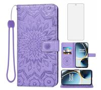Asuwish Phone Case for OnePlus Nord N30 5G/CE 3 Lite Wallet with Tempered Glass Screen Protector and Leather Slim Flip Cover Card Holder Stand Cell OPPO K11x/One Plus 1 1+ N 30/CE3 Women Purple