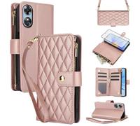 Asuwish Phone Case for OPPO A17/A17k with Tempered Glass Screen Protector and Zipper Wallet Cover Card Holder Slot Stand Flip Wrist Strap Kickstand Cell Accessories CPH2477 64GB Women Men Rose Gold