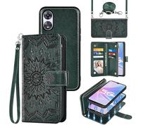 Asuwish Phone Case for OPPO A58 5G/A78 5G/A58X/A1X Zipper Wallet Magnetic Detachable Cell Cover with Screen Protector Crossbody Lanyard Strap Flower Flip Card Holder Slot A 78 CPH2483 Men Dark Green