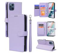 Asuwish Phone Case for OPPO Find X3/X3 Pro 5G Wallet Cover and Tempered Glass Screen Protector Leather Card Holder Slot Stand Rugged Mobile Cell Accessories FindX3 3X X3Pro CPH2173 Women Men Purple