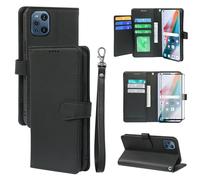 Asuwish Phone Case for OPPO Find X3/X3 Pro 5G Wallet Cover and Tempered Glass Screen Protector Leather Card Holder Slot Stand Rugged Mobile Cell Accessories FindX3 3X X3Pro CPH2173 Women Men Black