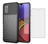 Asuwish Phone Case for Samsung Galaxy A03s with Tempered Glass Screen Protector Cover and Cell Accessories Slim Soft TPU Rubber Silicone Protective Mobile Ao3s A 03s A037 A037G A037F Women Men Black