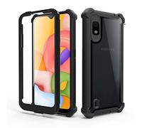 Asuwish Phone Case for Samsung Galaxy A10 Cover Shockproof Hard Drop Proof Full Body Protective Heavy Duty Hybrid Dual Layer Cell Accessories Glaxay A 10 Gaxaly 10A SM A105M 6.2 inch Women Men Black