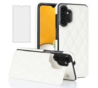 Asuwish Phone Case for Samsung Galaxy A13 4G/5G Wallet Cover with Tempered Glass Screen Protector and Leather RFID Credit Card Holder Stand Slot Cell A04s M13 G5 A 13 LTE 13A 2022 Women Men White