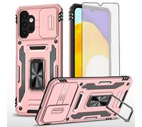 Asuwish Phone Case for Samsung Galaxy A13 4G/5G with Tempered Glass Screen Protector and Slide Camera Cover Magnetic Ring Holder Kickstand Accessories A04s M13 G5 A 13 LTE 13A 2022 Women Men Rose Gold