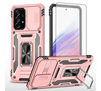 Asuwish Phone Case for Samsung Galaxy A53 5G with Tempered Glass Screen Protector and Slide Camera Cover Magnetic Ring Holder Kickstand Cell Slim A53 G5 53A SM A536U S53 6.5" 2022 Women Men Rose Gold