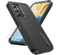 Asuwish Phone Case for Samsung Galaxy A54 5G with Tempered Glass Screen Protector Cover Hybrid Hidden Stand Rugged Shockproof Hard Heavy Duty Protective A545G A 54 54A 4G G5 SM A546U (Black+Black)