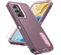 Asuwish Phone Case for Samsung Galaxy A54 5G with Tempered Glass Screen Protector Cover Hybrid Hidden Stand Rugged Shockproof Hard Heavy Duty Protective A545G A 54 54A 4G G5 SM A546U (Purple+Pink)
