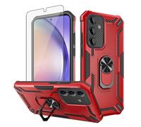 Asuwish Phone Case for Samsung Galaxy A54 5G with Tempered Glass Screen Protector Magnetic Slim Ring Holder Stand Hard Hybrid Rugged Heavy Duty Cell Cover A545G A 54 54A 4G G5 SM A546U Women Men Red