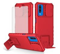Asuwish Phone Case for Samsung Galaxy A70 with Tempered Glass Screen Protector and Slide Camera Cover Kickstand Stand Slim Protective Mobile Hard Cell Accessories A70S A 70 70A S70 Women Men Red