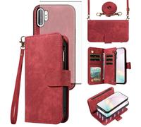 Asuwish Phone Case for Samsung Galaxy Note 10 Plus Note10+ 5G Zipper Wallet Detachable Magnetic Cover with Tempered Glass Screen Protector Crossbody Lanyard Note10 + Notes 10+ Ten Not S10 10Plus Red