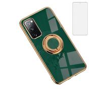 Asuwish Phone Case for Samsung Galaxy S20 FE 5G 6.5 inch and Ring Holder Kickstand with Screen Protector Cover Cell Accessories S 20 EF UW 2022 S20FE5G S20FE 20S S2O Fan Edition 4G G5 Women Men Green
