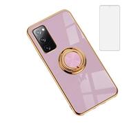 Asuwish Phone Case for Samsung Galaxy S20 FE 5G 6.5 inch and Ring Holder Kickstand with Screen Protector Cover Cell Accessories S 20 EF UW 2022 S20FE5G S20FE 20S S2O Fan Edition 4G G5 Women Men Purple