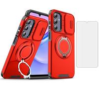 Asuwish Phone Case for Samsung Galaxy S20 FE 5G 6.5 inch with Screen Protector and Magnetic Ring Holder Kickstand Slide Camera S 20 EF UW 2022 S20FE5G S20FE 20S S2O Fan Edition 4G G5 Women Men Red