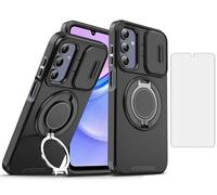 Asuwish Phone Case for Samsung Galaxy S20 FE 5G 6.5 inch with Screen Protector and Magnetic Ring Holder Kickstand Slide Camera S 20 EF UW 2022 S20FE5G S20FE 20S S2O Fan Edition 4G G5 Women Men Black