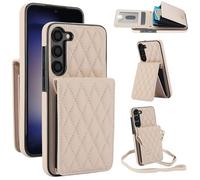 Asuwish Phone Case for Samsung Galaxy S23 5G Wallet Cover with Screen Protector Credit Slot Card Holder Crossbody Strap Stand RFID Blocking S 23 23S GS23 G5 SM-S911U 6.1 inch Women Men Girls Beige