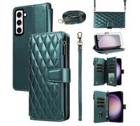 Asuwish Phone Case for Samsung Galaxy S23 5G Wallet Cover with Tempered Glass Screen Protector and Flip Card Holder Slot Protective Cell Accessories S 23 23S GS23 G5 SM-S911U 6.1 inch Women Men Green