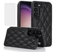 Asuwish Phone Case for Samsung Galaxy S23 5G Wallet Cover with Tempered Glass Screen Protector and Leather RFID Card Holder Stand Cell Accessories S 23 23S GS23 G5 SM-S911U 6.1 inch Women Men Black