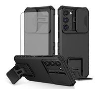 Asuwish Phone Case for Samsung Galaxy S23 5G with Tempered Glass Screen Protector and Slide Camera Cover Kickstand Slim Protective Cell Accessories S 23 23S GS23 G5 SM-S911U 6.1 inch Women Men Black